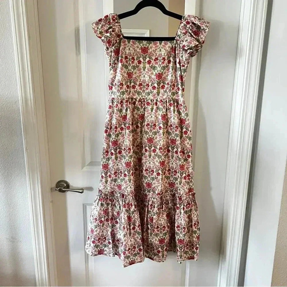 586 Rosie Cotswold Size XS Floral Tiered Dress Color White Pink Green - Picture 1 of 6